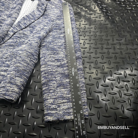 Ann Taylor Marled Blue and White Knit Blazer - Picture 5 of 9
